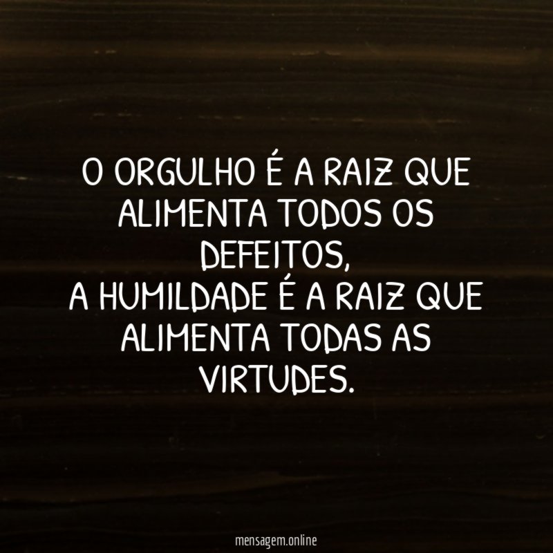 O ORGULHO É A RAIZ QUE ALIMENTA TODOS OS DEFEITOS