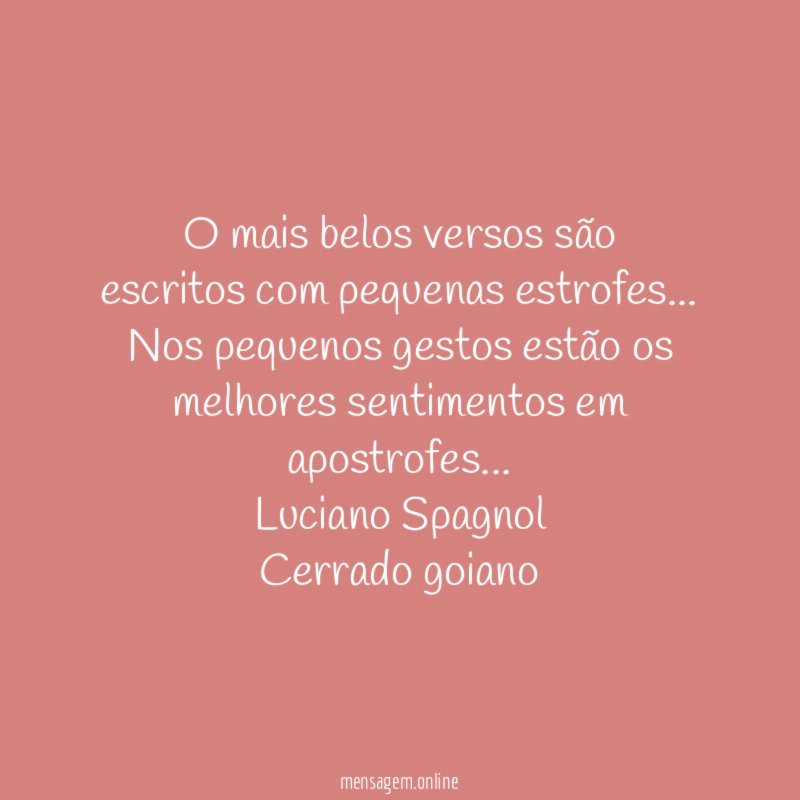 O mais belos versos são
escritos com pequenas estrofes…
Nos pequenos gestos estão os
melhores sentimentos em apostrofes…