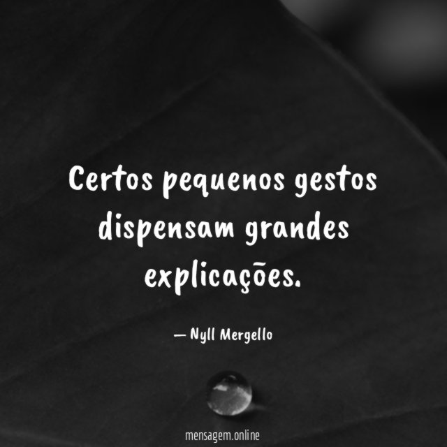 Certos pequenos gestos dispensam grandes explicações