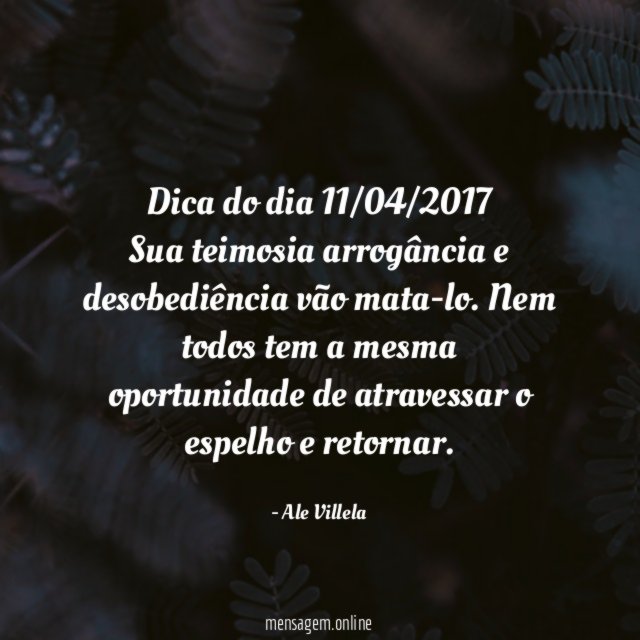 Dica do dia 11/04/2017