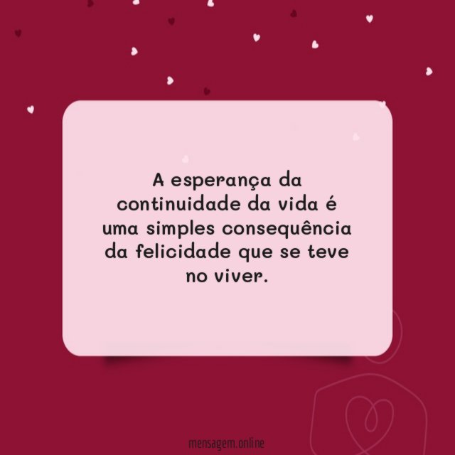 A esperança da continuidade da vida é uma