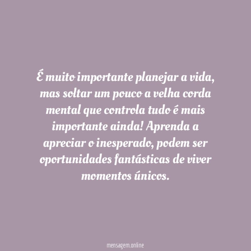 É muito importante planejar a vida