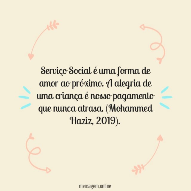 Serviço Social é uma forma de amor ao próximo