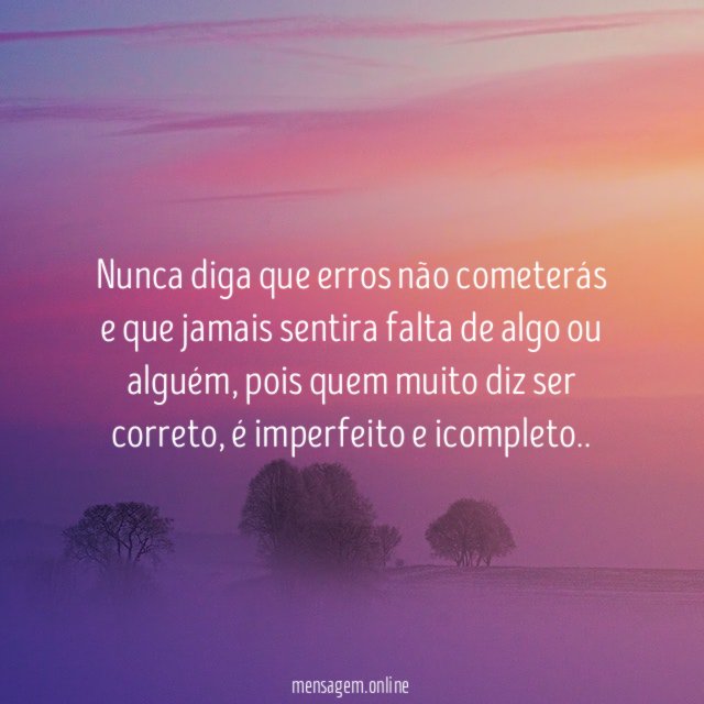 Nunca diga que erros não cometerás e que