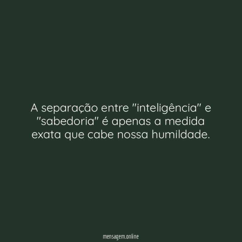A separação entre "inteligência" e "sabedoria" é apenas