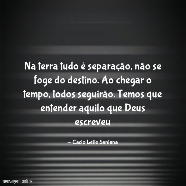 Na terra tudo é separação
