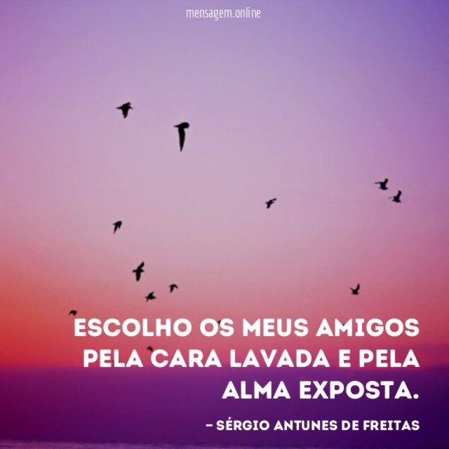 Escolho os meus amigos pela cara lavada e pela alma exposta