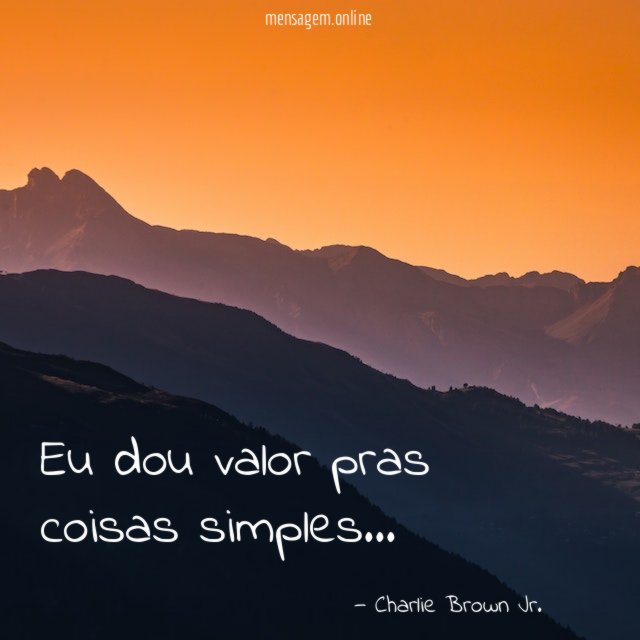 Eu dou valor pras coisas simples