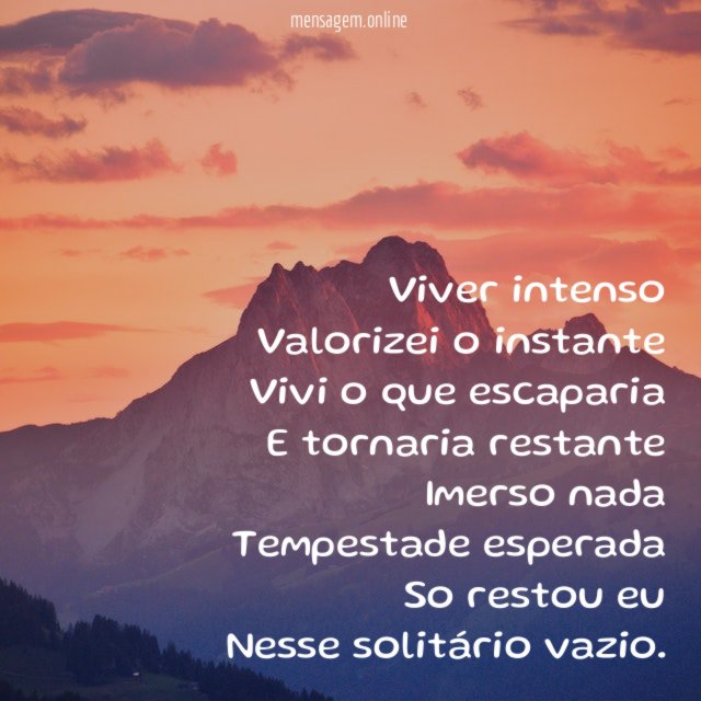 Viver intenso Valorizei o instante Vivi o que escaparia E tornaria