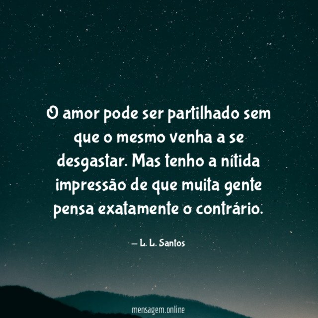 O amor pode ser partilhado sem que
