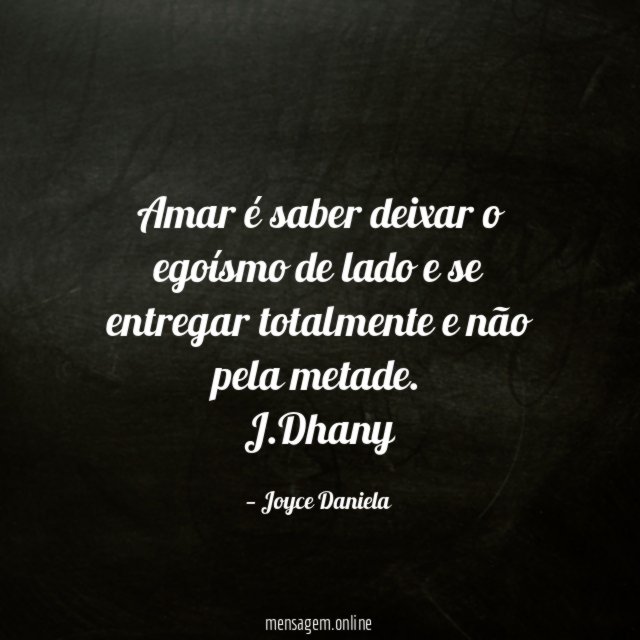 Amar é saber deixar o egoísmo de lado