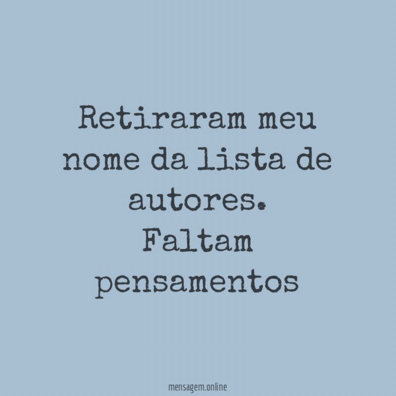Retiraram meu nome da lista de autores