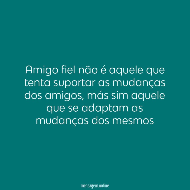 Amigo fiel não é aquele que tenta suportar