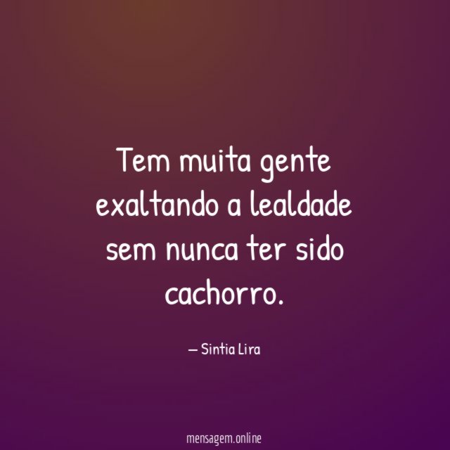 Tem muita gente exaltando a lealdade sem nunca ter sido cachorro