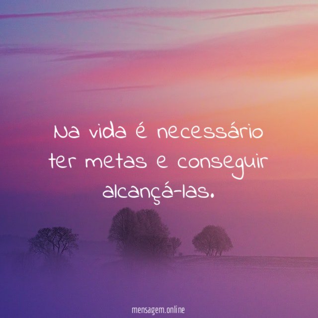 Na vida é necessário ter metas e conseguir alcançá-las