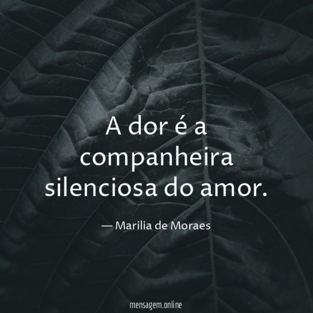 A dor é a companheira silenciosa do amor