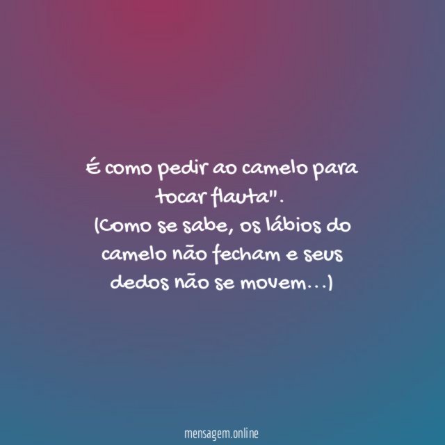 "É como pedir ao camelo para tocar flauta".