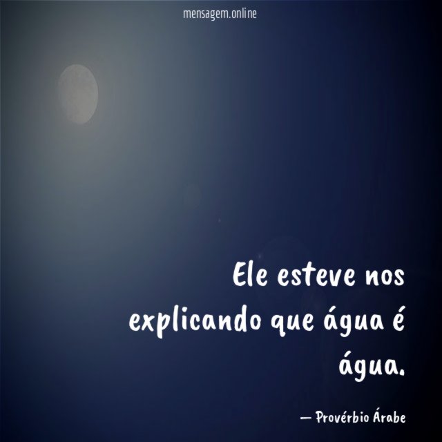 Ele esteve nos explicando que água é água