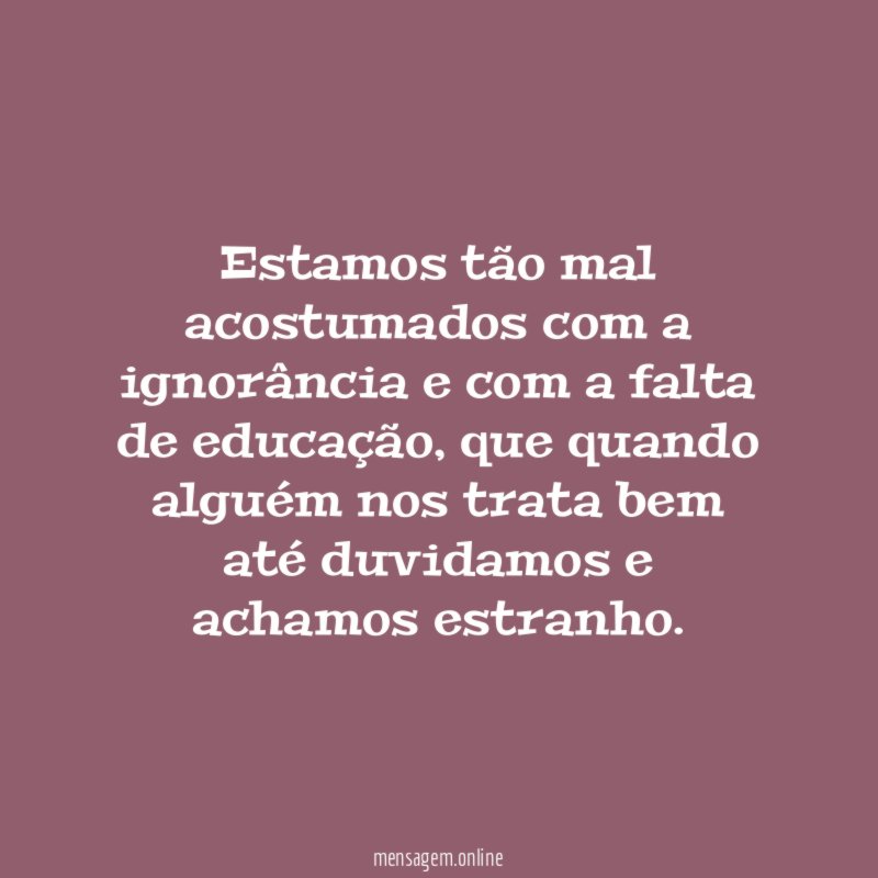 Estamos tão mal acostumados com a ignorância