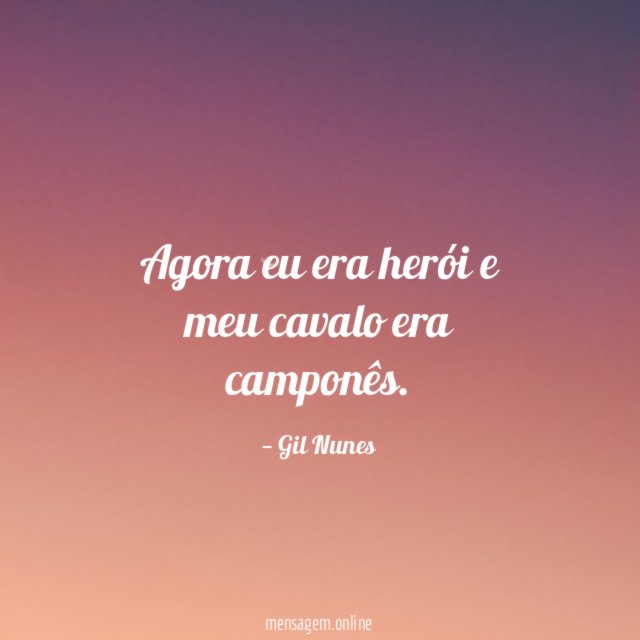 Agora eu era herói e meu cavalo era camponês
