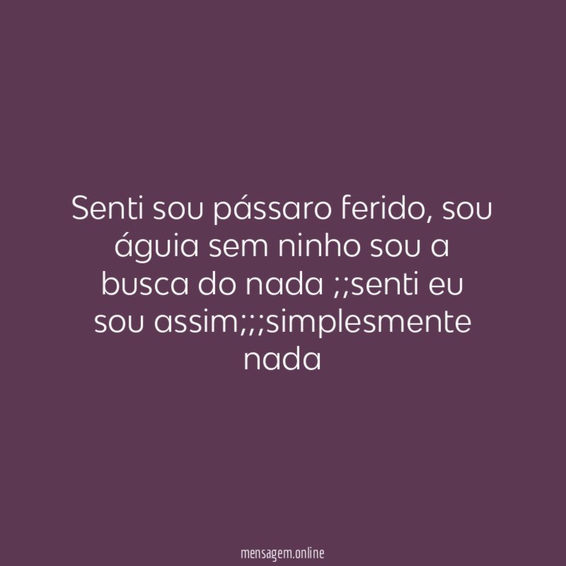 senti sou pássaro ferido