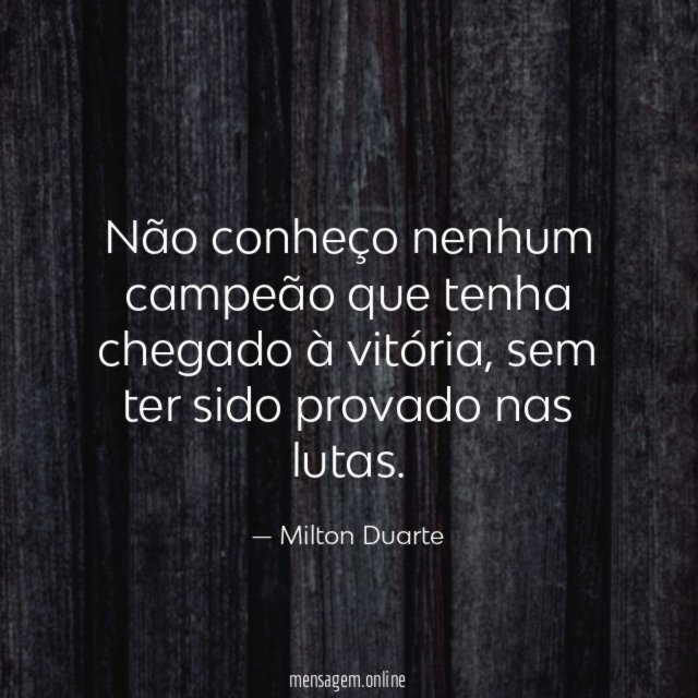 Não conheço nenhum campeão que tenha chegado à vitória