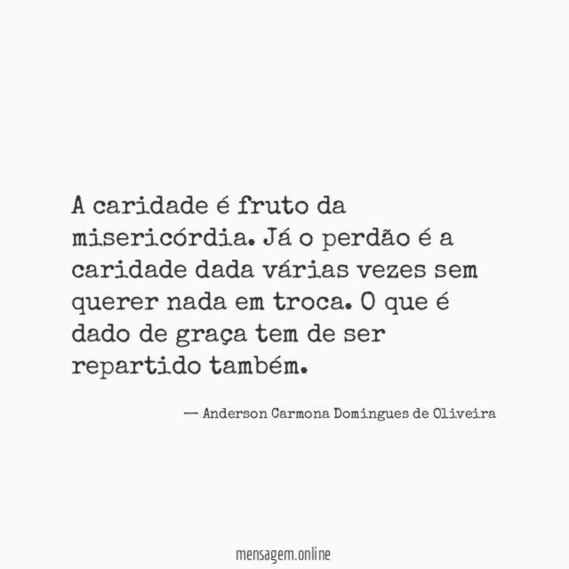 A caridade é fruto da misericórdia