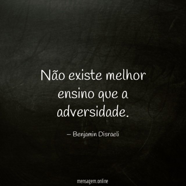 Não existe melhor ensino que a adversidade