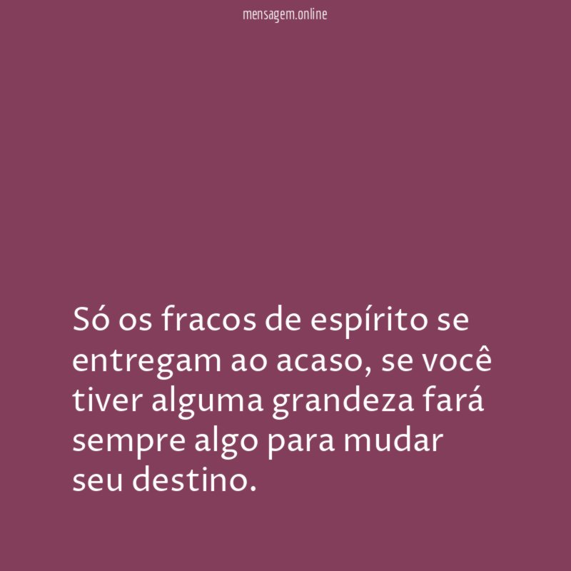 Só os fracos de espírito se entregam ao acaso