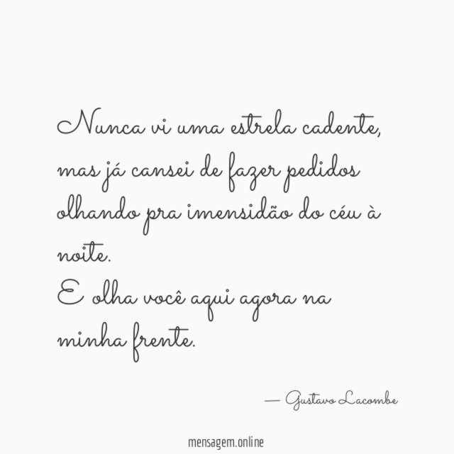 Nunca vi uma estrela cadente