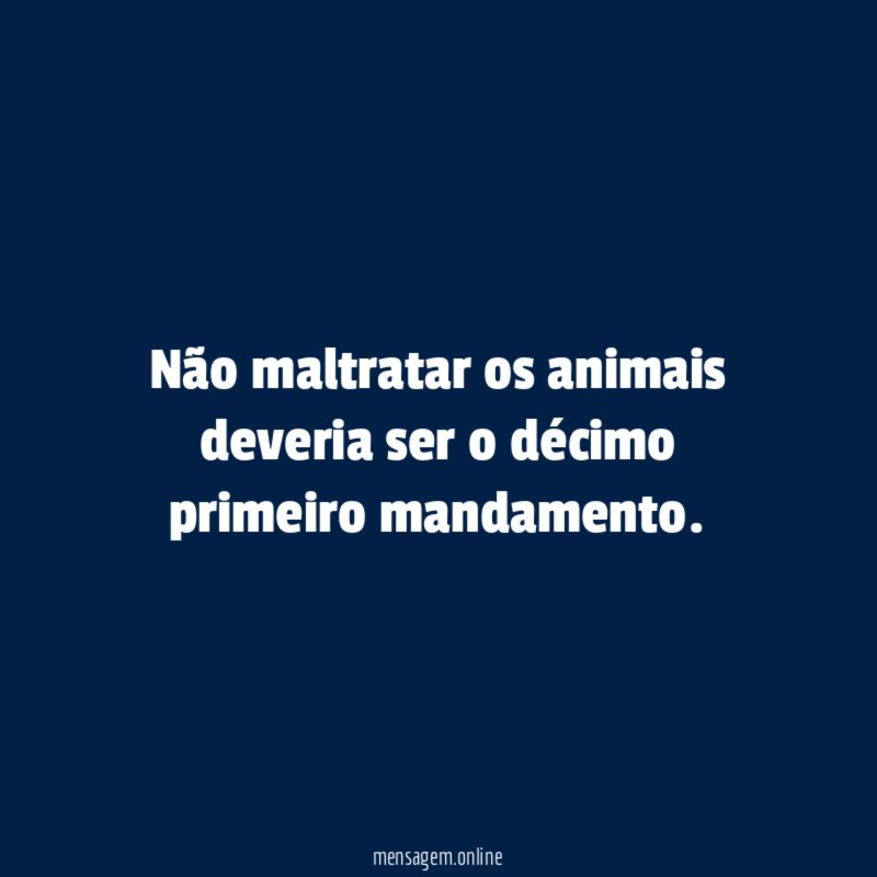 Não maltratar os animais deveria ser o décimo primeiro mandamento
