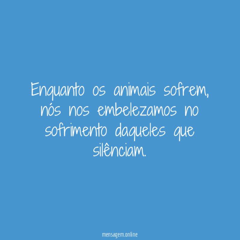 Enquanto os animais sofrem