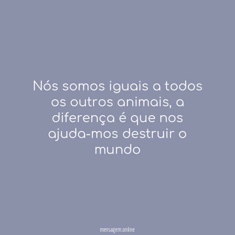 Nós somos iguais a todos os outros animais