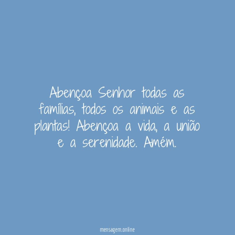 Abençoa Senhor todas as famílias