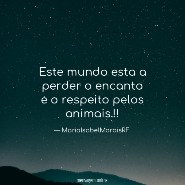 Este mundo esta a perder o encanto e o respeito pelos animais