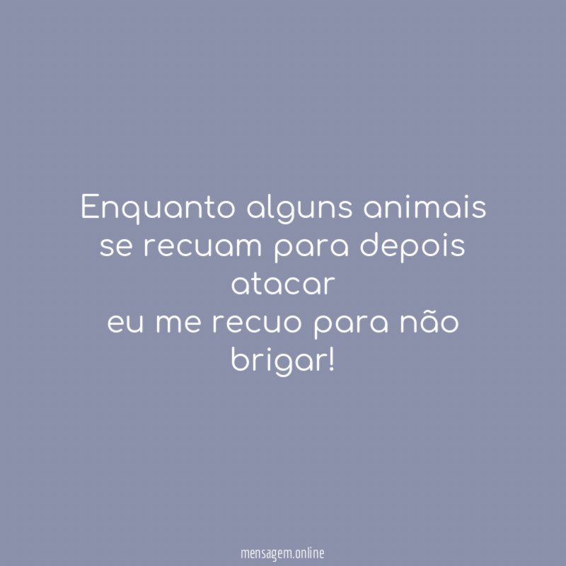 Enquanto alguns animais se recuam para depois atacar eu