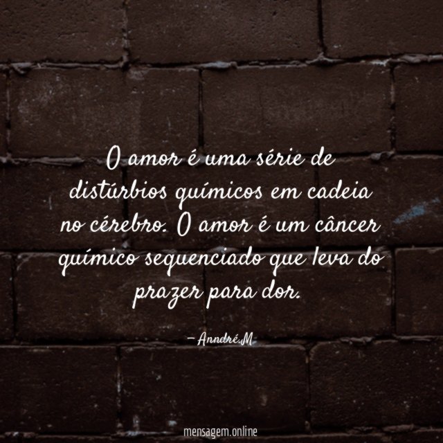 O amor é uma série de distúrbios químicos