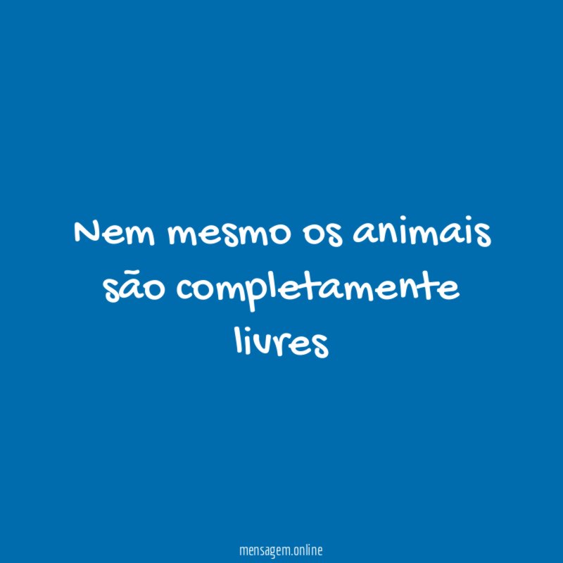 Nem mesmo os animais são completamente livres