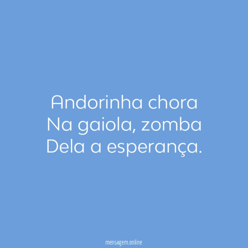 Andorinha chora Na gaiola