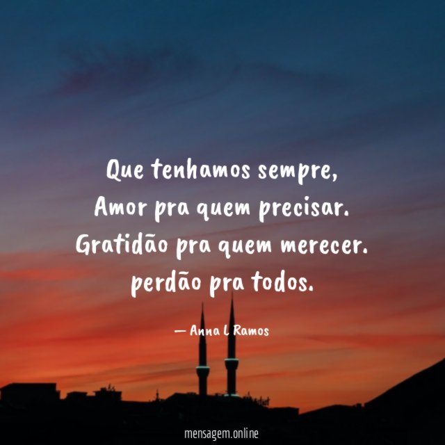 Que tenhamos sempre