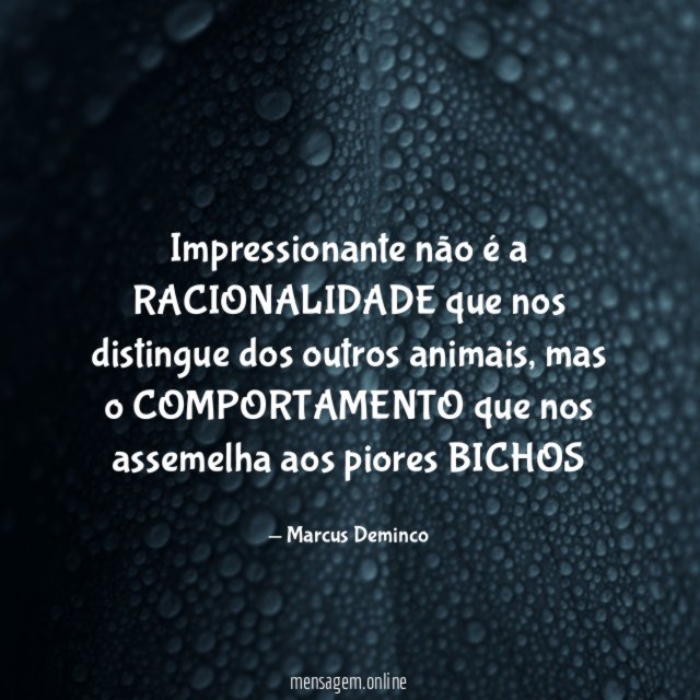 Impressionante não é a RACIONALIDADE que nos distingue dos outros animais