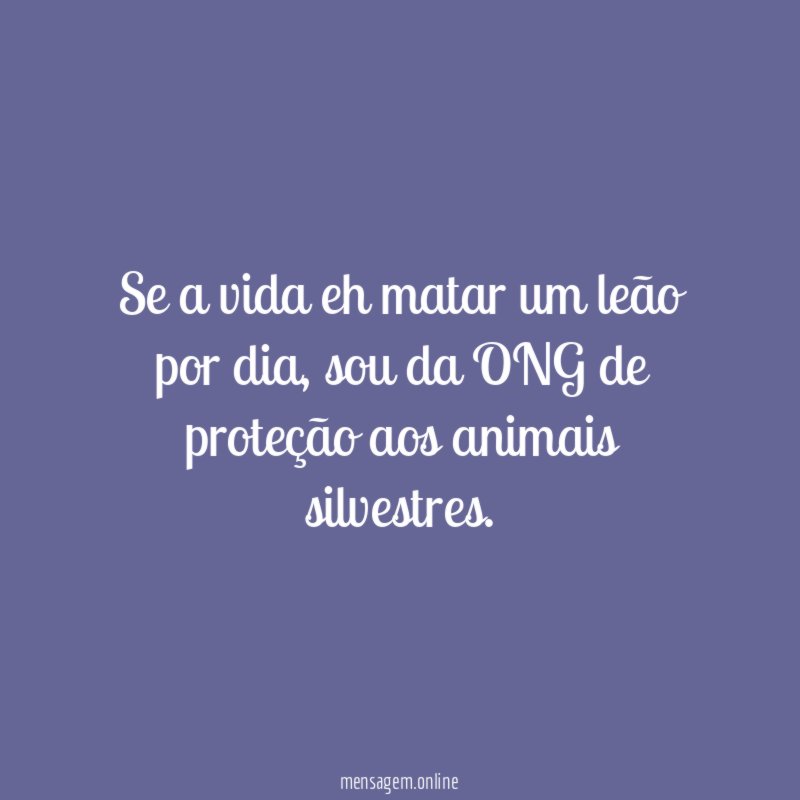Se a vida eh matar um leão por dia