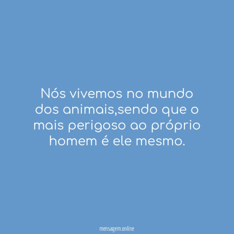 Nós vivemos no mundo dos animais