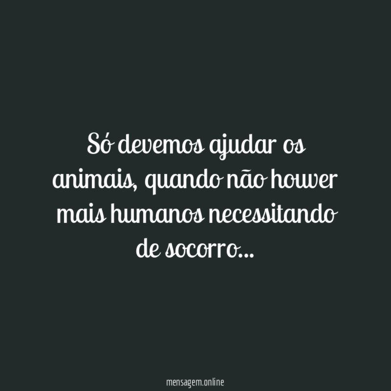 Só devemos ajudar os animais
