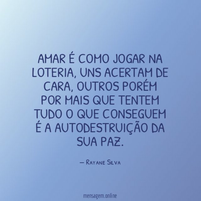 Amar é como jogar na loteria