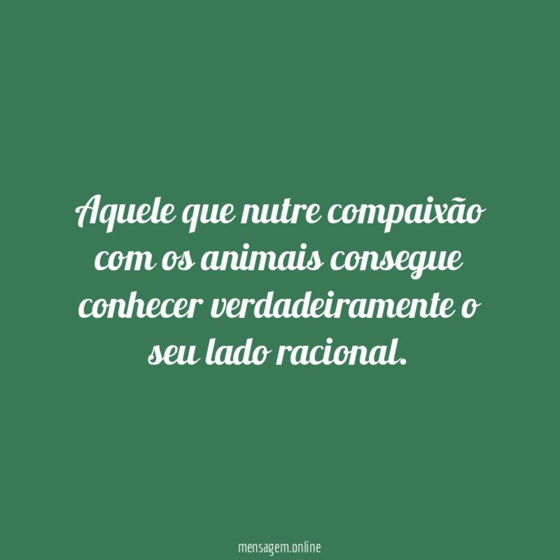 Aquele que nutre compaixão com os animais consegue