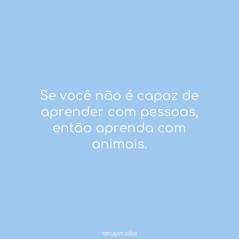 Se você não é capaz de aprender com pessoas