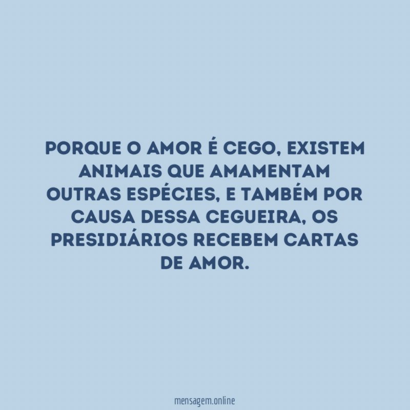 Porque o amor é cego