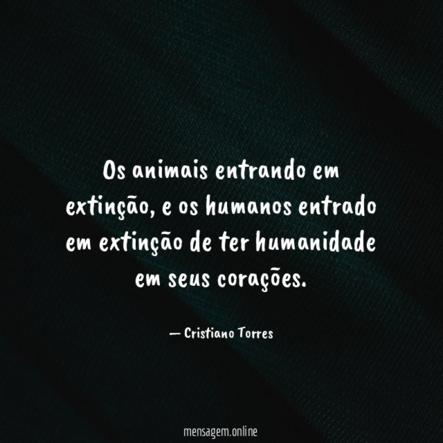 Os animais entrando em extinção
