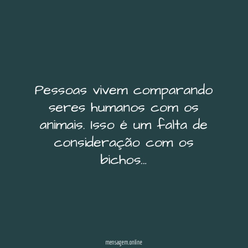 Pessoas vivem comparando seres humanos com os animais